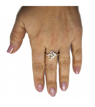 R001893 Stylish Sterling Silver Ring Solid 925 Treble Clef With 3.0 mm Cubic Zirconia